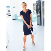Casual Looks Sommerkleid "Kleid", Damen, Gr. 36, Normalgrößen, blau (marine), 100% Viskose, unifarben, kurz, Rundhals, Kleider Sommerkleid