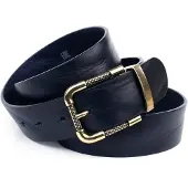 Anthoni Crown Ledergürtel , Damen, Gr. 100, blau (dunkelblau), Leder, unifarben, Gürtel Ledergürtel, mit goldfarbener Dornschließe, Metallschlaufe