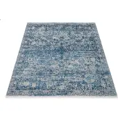 Oci Die Teppichmarke Teppich "COLOUR TADI", blau, B:240cm H:8mm L:300cm, Polyacryl, Viskose, Teppiche, Teppich, Glanz Viskose, mit Fransen, Hoch Tief Struktur, Vintage, Wohnzimmer