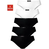 H.I.S. Slip H.I.S, Damen, Gr. 42, Jersey, schwarz-weiß (schwarz, weiß), Jersey, Obermaterial: 95% Baumwolle, 5% Elasthan, unifarben, körpernah, Unterhosen Slip, aus elastischer Baumwoll-Qualität