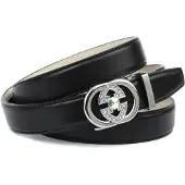 Anthoni Crown Ledergürtel Eleganter Klassiker in schwarz mit Glitzersteinen