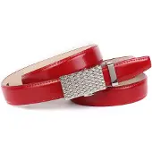 Anthoni Crown Ledergürtel , Damen, Gr. 95, rot (dunkelrot), Leder, unifarben, Basic, Gürtel Ledergürtel, mit silberfarbener Automatik-Schließe in filigranem Flechtdesign
