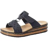 Rieker Damen Pantolette mit T-Riemen schmal geschnitten 629K9, Größe:38 EU, Farbe:Blau