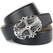 Anthoni Crown Ledergürtel , Damen, Gr. 110, schwarz, Leder, unifarben, Gürtel Ledergürtel, mit eleganter Motiv-Schließe