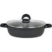 GSW Servierpfanne "SilcoGuss noir" Aluminiumguss langlebige Antihaft-Versiegelung, Literskala, Ø 28 cm, Induktion