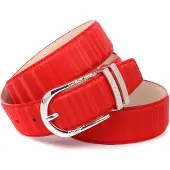 Anthoni Crown Ledergürtel , Damen, Gr. 105, rot, Rindsleder, unifarben, Gürtel Ledergürtel, mit filigraner silberfarbener Dornschließe