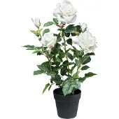 Creativ Green Kunstblume "Rosenbusch" mit 3 Blüten und 2 Knospen