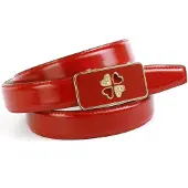 Anthoni Crown Ledergürtel , Damen, Gr. 95, rot, Leder, unifarben, Gürtel Ledergürtel, Damengürtel mit filigraner Glas-Schließe