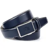 Anthoni Crown Ledergürtel , Herren, Gr. 110, blau, Leder, unifarben mit Farbeinsatz, Gürtel Ledergürtel, mit Kontrast Stitching