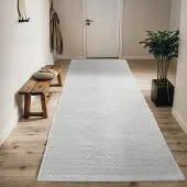 My Flair 1100000002199 "WOOLY DREAM", beige (naturweiß), B:80cm H:10mm L:250cm, Wolle, MÖBEL & ACCESSOIRES, Teppiche, 1100000002199, handgewebter Wendeteppich, Uni Farben, reine Wolle, Wohnzimmer