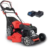Scheppach Benzin-Rasenmäher MS225-56E inkl. 2Ah Akku + 2,4A Ladegerät - E-Start | Radantrieb | 6PS | 56cm Schnittbreite | 65 Liter Fangkorb