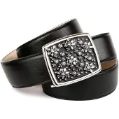 Anthoni Crown Ledergürtel , Damen, Gr. 100, schwarz, Leder, unifarben, Gürtel Ledergürtel, mit handgefertigter Glasur-Schließe, florales Muster