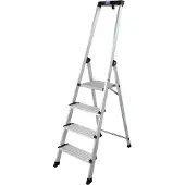 Krause Stehleiter "Safety Plusline", grau (aluminiumfarben), B:48cm H:15cm L:185cm, Aluminium, Leitern, Stehleiter, Aluminium, 4 Stufen, Arbeitshöhe ca. 285 cm