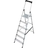 Krause Stehleiter "Solidy", grau (aluminiumfarben), B:50cm H:11cm L:205cm, Aluminium, Leitern, Stehleiter, Aluminium, 1x6 Stufen, Arbeitshöhe ca. 327 cm