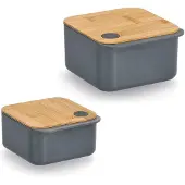 Zeller Lunchbox PRESENT, grau (anthrazit), B:14,1cm H:8,2cm L:15,4cm, Bambus, Kunststoff, Lebensmittelaufbewahrungsbehälter, Lunchbox, Freude am Essen auch Unterwegs