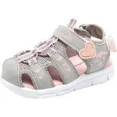 Kangaroos Sandale "K-Mini", Mädchen, Gr. 21, bunt (hellgrau, rosa), Synthetik, Textil, Schuhe Sandale, mit Klettverschluss