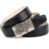 Anthoni Crown Ledergürtel , Herren, Gr. 85, schwarz, Leder, unifarben, Gürtel Ledergürtel, mit geprägt, Antike Schließe mit floralem Motiv