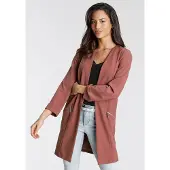 Laura scott Longblazer , Damen, Gr. 44, bunt (rosebraun), Jersey, Obermaterial: 95% Polyester, 5% Elasthan, figurbetont, tiefer V-Ausschnitt, Blazer Longblazer, mit Reißverschlüssen