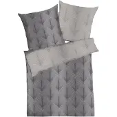 Kaeppel Wendebettwäsche "Ikone", grau (zinn), B/L: 155cm x 220cm, 1 Stk., 1 Stk., Feinbiber, B/L: 80cm x 80cm, 2 Stk., Feinbiber, Obermaterial: 100% Baumwolle, Bettwäsche, Wendebettwäsche