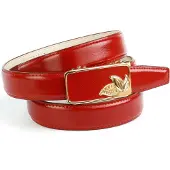 Anthoni Crown Ledergürtel , Damen, Gr. 80, rot, Leder, unifarben, Gürtel Ledergürtel, in rot mit, Schnalle mit kleinen Blättern