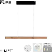 Paul Neuhaus LED-Pendelleuchte E-Motion, oak/black pearl, CCT