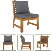The Living Store Modular-Mittelsofa mit Dunkelgrauen Kissen Akazie Massivholz
