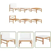 The Living Store 3-tlg. Garten-Lounge-Set mit Creme Kissen Teakholz