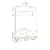 The Living Store Gartenbank 122 cm Eisen Antik Weiß