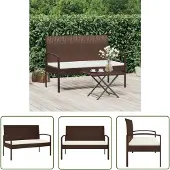 The Living Store Gartenbank mit Kissen Braun 105 cm Poly Rattan