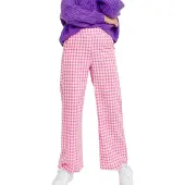 Silvian Heach Damen Karo Rosa Pfau Hose L