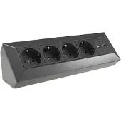 Chilitec 4-fach Steckdosenblock+2x USB anthrazit 250V/ 16A Aufbaumontage USB 3,1A