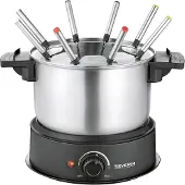 Severin Fondue, spülmaschinengeeignetes Fondueset mit 8 farblich markierten Gabeln, elektrisch, aus Edelstahl, für Käsefondue, Schokofondue oder Ölfondue, schwarz, FO 2470