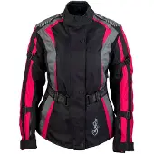 Roleff RO904 Damen Motorradjacke – Pink/Schwarz/Grau, wasserdicht, atmungsaktiv & mit Protektoren Größe: XS,
