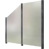 Staket Pro Zaun , grau, Pfosten: 3 Stk., Aluminium, Glas, Zaunelemente, Zaun, Glaszaun, Gesamtlänge: 2,29 m, 3 Pfosten