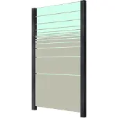 Staket Pro Zaun , grau (anthrazit), Pfosten: 2 Stk., Aluminium, Glas, Zaunelemente, Zaun, Glaszaun, Gesamtlänge: 1,217 m, 2 Pfosten