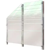 Staket Pro Zaun , silber (silberfarben), Pfosten: 3 Stk., Edelstahl, Glas, Zaunelemente, Zaun, Glaszaun, Gesamtlänge: 1,21 m, 3 Pfosten