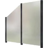 Staket Pro Zaun , grau (anthrazit), Pfosten: 3 Stk., Aluminium, Glas, Zaunelemente, Zaun, Glaszaun, Gesamtlänge: 2,17 m, 3 Pfosten