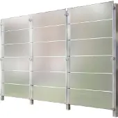 Staket Pro Zaun , silber (silberfarben), Pfosten: 4 Stk., Edelstahl, Glas, Zaunelemente, Zaun, Glaszaun, Gesamtlänge: 3,32 m, 4 Pfosten