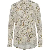 HEINE Shirtbluse , Damen, Gr. 36, beige (champagner, ocker, bedruckt), 95% Viskose, 5% Elasthan, bedruckt, gemustert, mehrfarbig, Rundhals, Blusen Shirtbluse