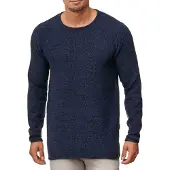 Indicode Rundhalspullover "Kristian", Herren, Gr. L, blau (navy), Strick, Obermaterial: 100% Baumwolle, unifarben, regular fit normal, Rundhals, Pullover Rundhalspullover