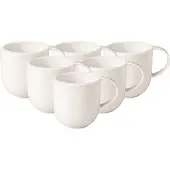 Villeroy & Boch Becher "Becher mit Henkel NewMoon 390 ml 6er Set weiß", weiß, 6 tlg., Porzellan, Trinkgefäße, Becher