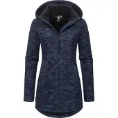 Ragwear Sweatjacke "Longstrickjacke Leysha Melange", Damen, Gr. XS, blau (navy), Obermaterial: 56% Baumwolle CO. 44% Polyester PES. Futter: 100% Polyester PES., Sweatjacken Sweatjacke