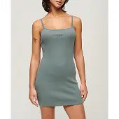 Superdry Embroidered Rib Strappy Kurzes ärmelloses Kleid