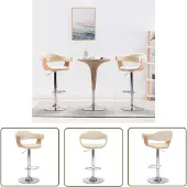 The Living Store Barhocker 2 Stk. Creme Bugholz und Kunstleder