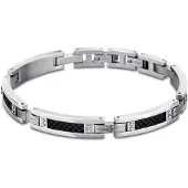 Lotus Armband "Urban Man", silber (edelstahlfarben, schwarz), Armbänder, 22,4cm, Edelstahl, Armband