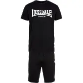 Lonsdale Freizeitanzug "MOY", Herren, Gr. XL (54), schwarz, Obermaterial: 100% Baumwolle, unifarben, Sportanzüge Freizeitanzug, zweiteiliges Set mit T-Shirt und Shorts, unifarbenes Design