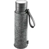 GEFU Trinkflasche "COMPANION", schwarz (schwarz, transparent), 450ml, Borosilikatglas, Trinkflaschen, Trinkflasche, Sicherheitsverschluss für 100%-igen Auslaufschutz und Einhandbedienung