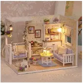 Pricenet Retro-Modell Puppenhaus aus Holz DIY 3013