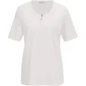 Goldner Kurzarmshirt "Elegantes Jerseyshirt mit Rundhals", Damen, Gr. 48, weiß (cremeweiß), Obermaterial: 92% Baumwolle CO. 8% Elasthan EL., Tubular, Shirts Kurzarmshirt, Effektvolle Häkelspitze