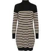 Kaffe Midikleid "Kleid KAastrid", Damen, Gr. XXL, N-Gr, schwarz (schwarz, feather gray meliert stripe), Obermaterial: 80% Viskose CV. 20% Nylon NY., Kleider Midikleid